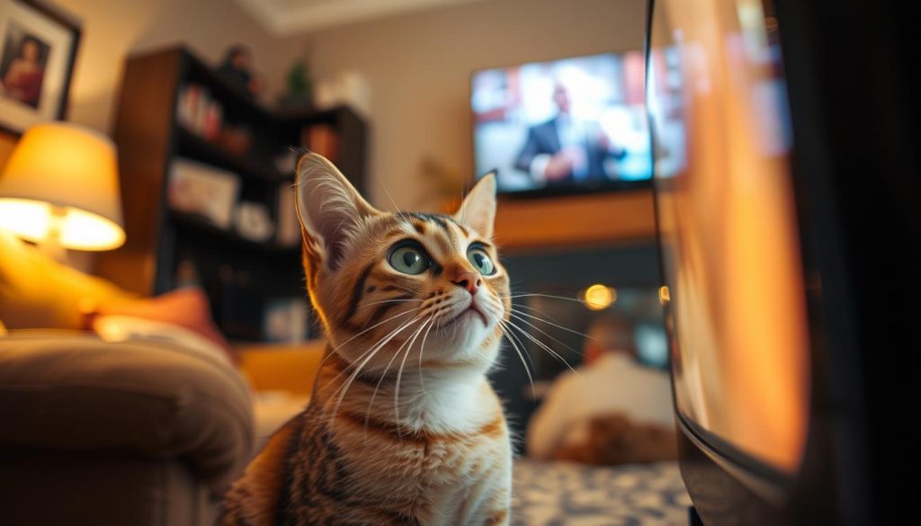 cat watching TV