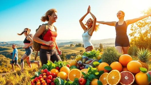 A realistic photo of people having an outdoor activities utilizing the longetivty benefits of summer.